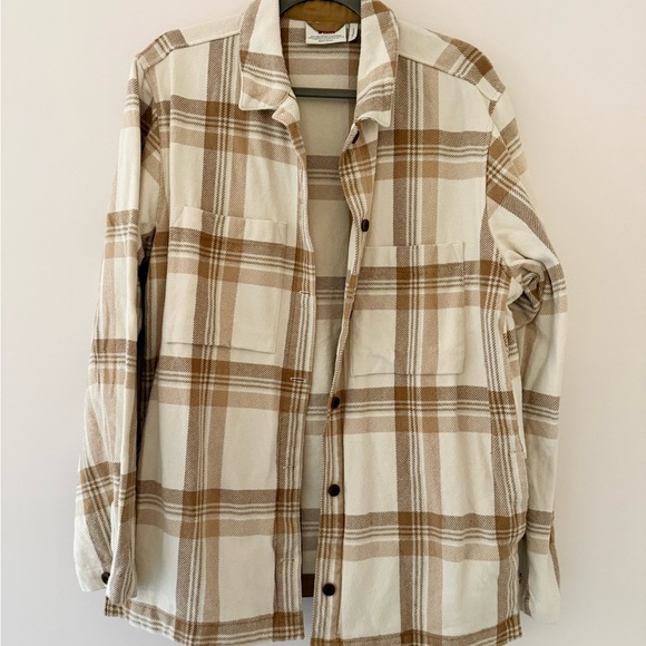 Fjallraven Singi Flannel Beige Plaid Button Down Shirt EUC - Picture 5 of 5